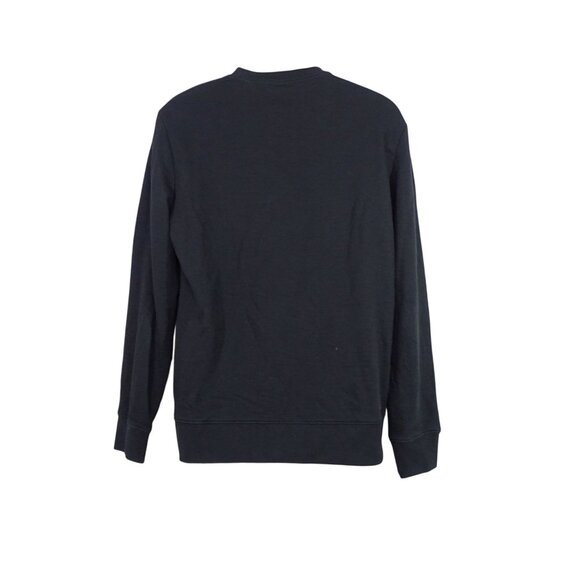 H&M Black Long Sleeve Pullover Crewneck Sweatshirt Men Size M Front Flap Pocket - Picture 6 of 8